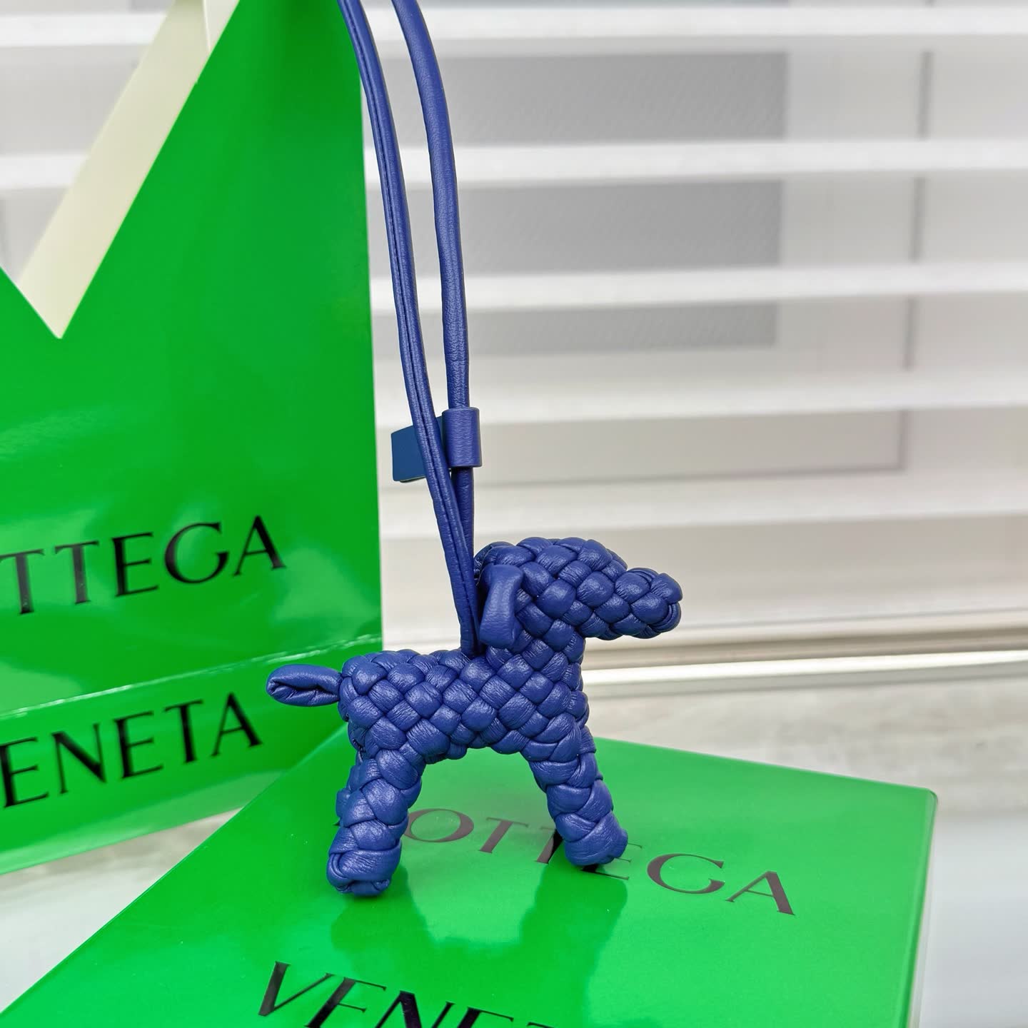 Bottega Veneta Blue Leather Keychain